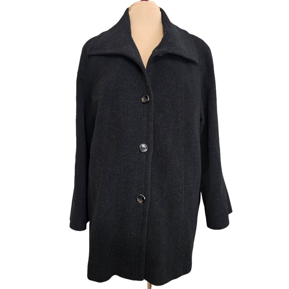 Jones New York Coat Womens Plus Size 14 Wool Black Peacoat Warm Winter‎ Corpcore